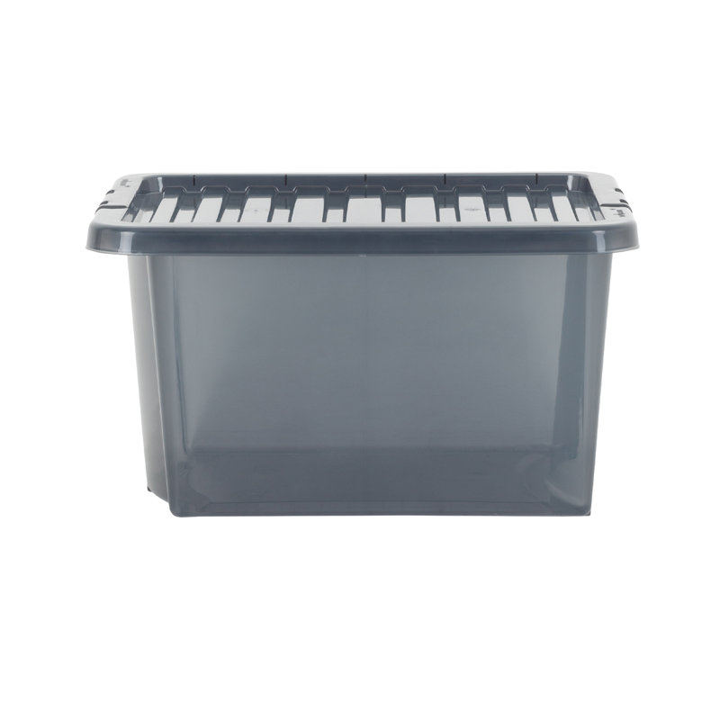 Wham Crystal 28L Plastic Storage Box Pack of 5 Tint Smoke