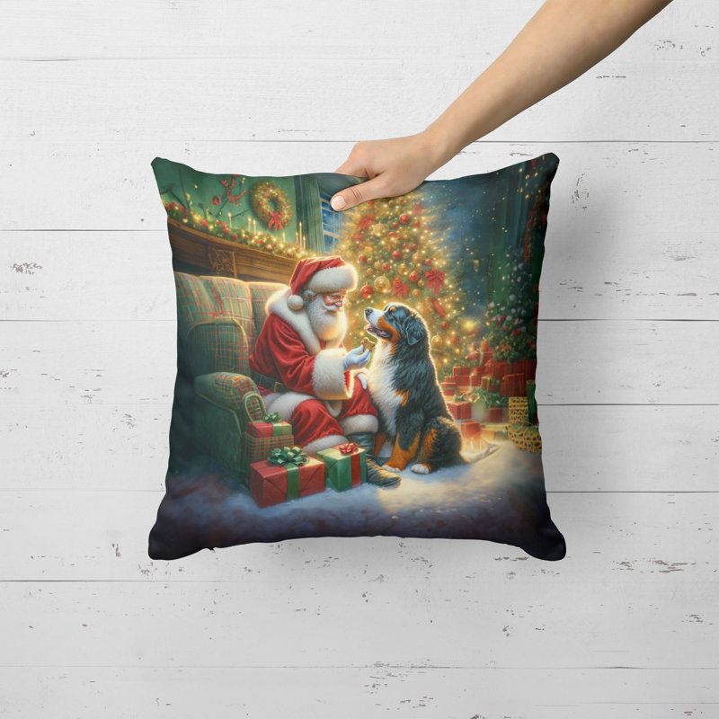 Coussin Bernese Mountain Dog and Santa Claus, H 18 po x l 18 po