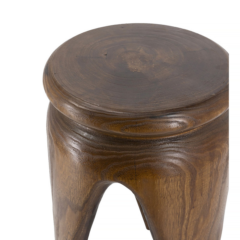 Table d'appoint en bois de paulownia sculpté 11 x 11 x 16,5 po avec finition brun naturel