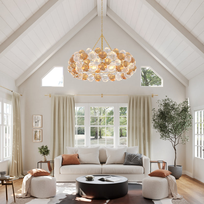 Constantine 3 - Light Dimmable Glass Globe Bubble Chandelier, Gold