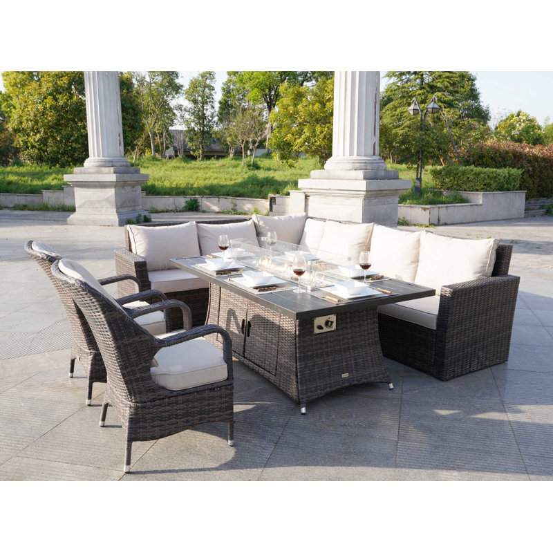 Wicker 8 - Person Patio Conversation Set with Cushions