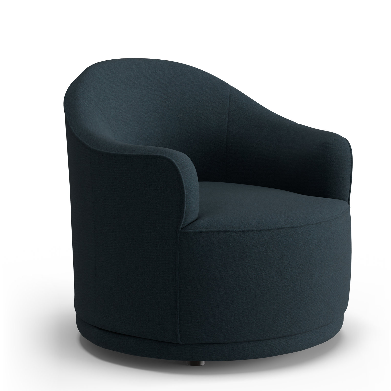 Upholstered Swivel Barrel Chair, Midnight Performance Weave