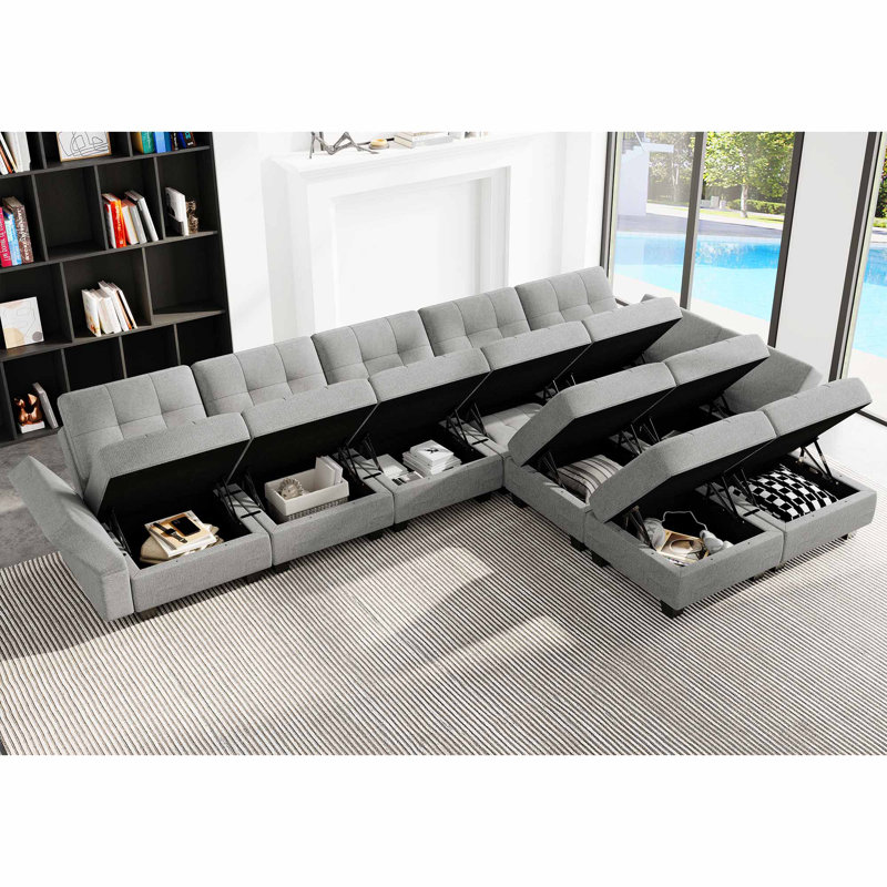 Canapé de salon Ashbury Ivery, Polyester gris clair