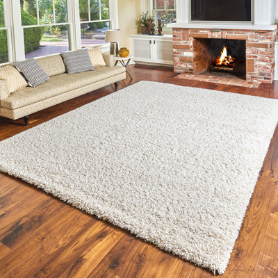  Tapis d'intérieur à poils longs ultime en polypropylène crème et ivoire Ultimate Shag