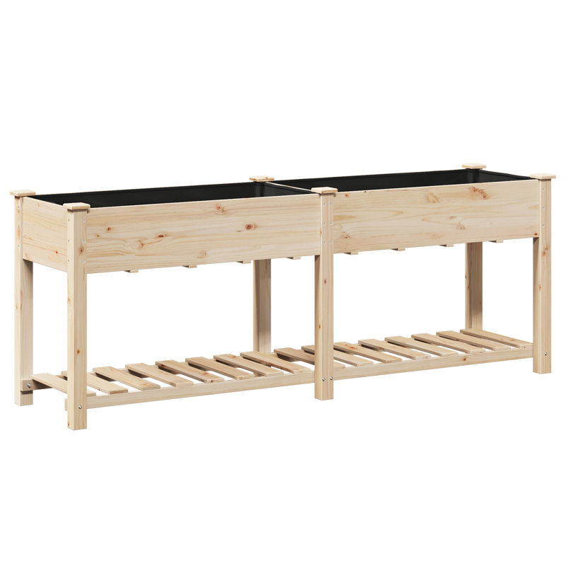 Garden Planter With Shelf 76 Cm Solid Wood Fir, 76.5cm x 203.5cm x 53cm
