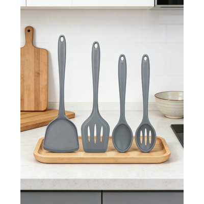 Professional Silicone Kitchen Utensils Set, 4-Piece Nonstick Cookware Tools With Slotted Turner, Spatula, And Spoons, BPA-Free & Heat Resistant For Frying, Mixing, Serving, And Draining