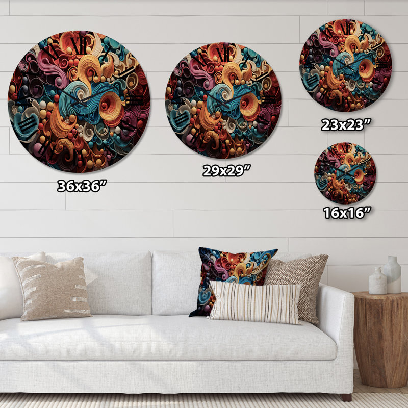 Opt Art Vibrant Illusions I - Modern Oversized Wood Wall Clock, Très grand