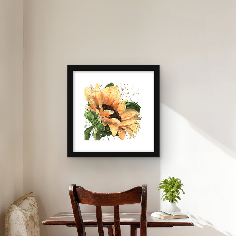 Tournesol en fleurs - reproduction encadrée florale pour la décoration intérieure, Noir