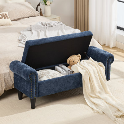 Elisama 49.6" W Chenille Tufted Storage Bench