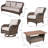 4-piece Outdoor Aluminum Wicker Sofa Set