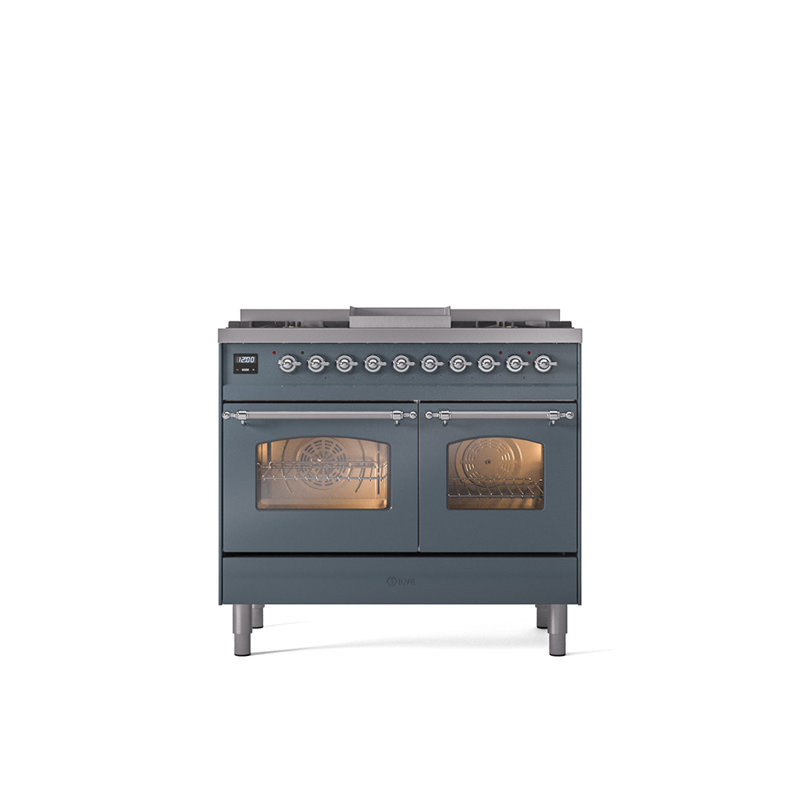 ILVE Nostalgie II 40 in Dual Fuel Range, Liquid Propane, Midnight Blue/Brass