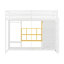 Lit mezzanine simple en bois avec garde-robe, tablettes et armoire, blanc et jaune-2021212996-2021212998