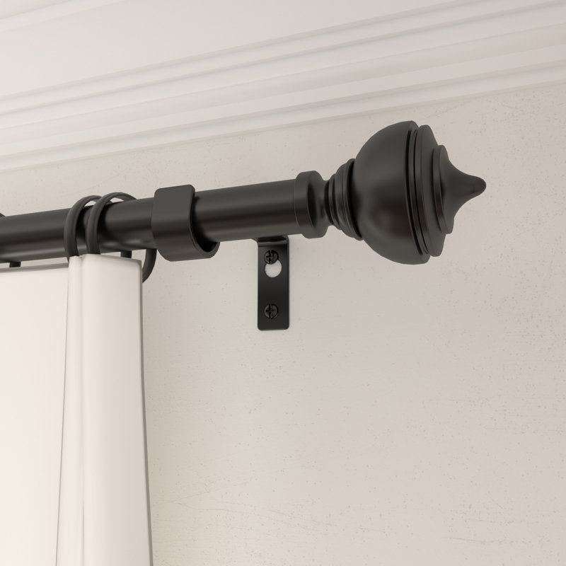 Matte Black Adjustable Curtain Pole Set, 48cm - 84cm