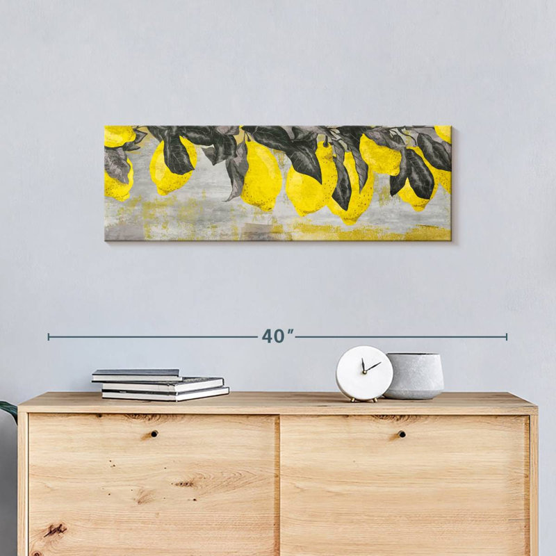 Citrons mûres sur toile, H 10 po x l 30 po x P 1,25 po
