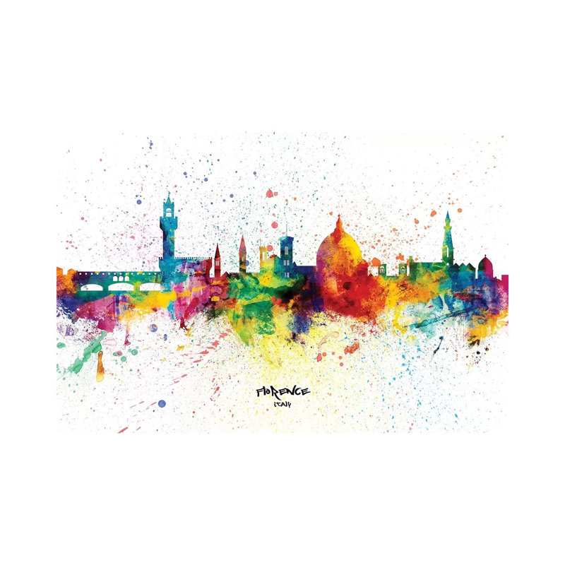 Florence Italy Skyline Splash by Michael Tompsett - Wrapped Canvas Print, 20.32 cm H x 30.48 cm W