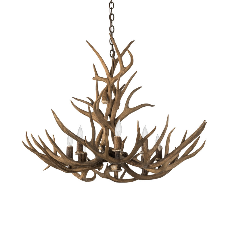 Lustre fantaisie 8 lumières panache mule Deer
