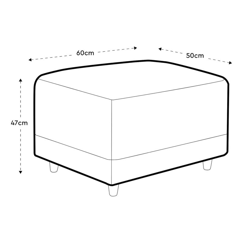 60cm Wide Rectangle Solid Colour Footstool Ottoman, Grey