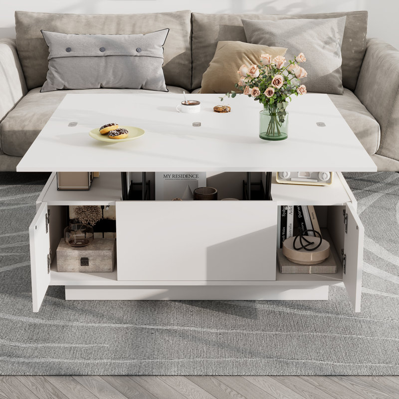 Lift Top Block Coffee Table with Storage