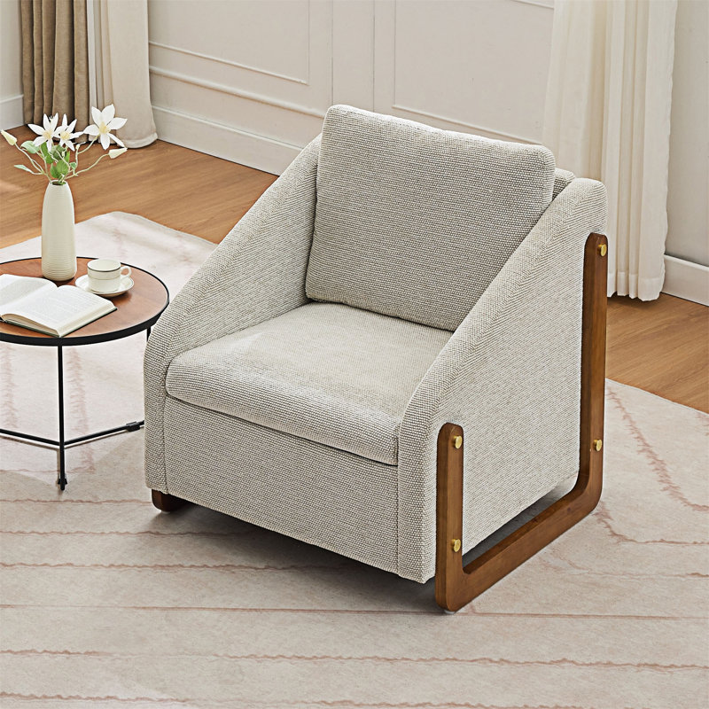 Chaise d'appoint rembourrée, Chenille beige
