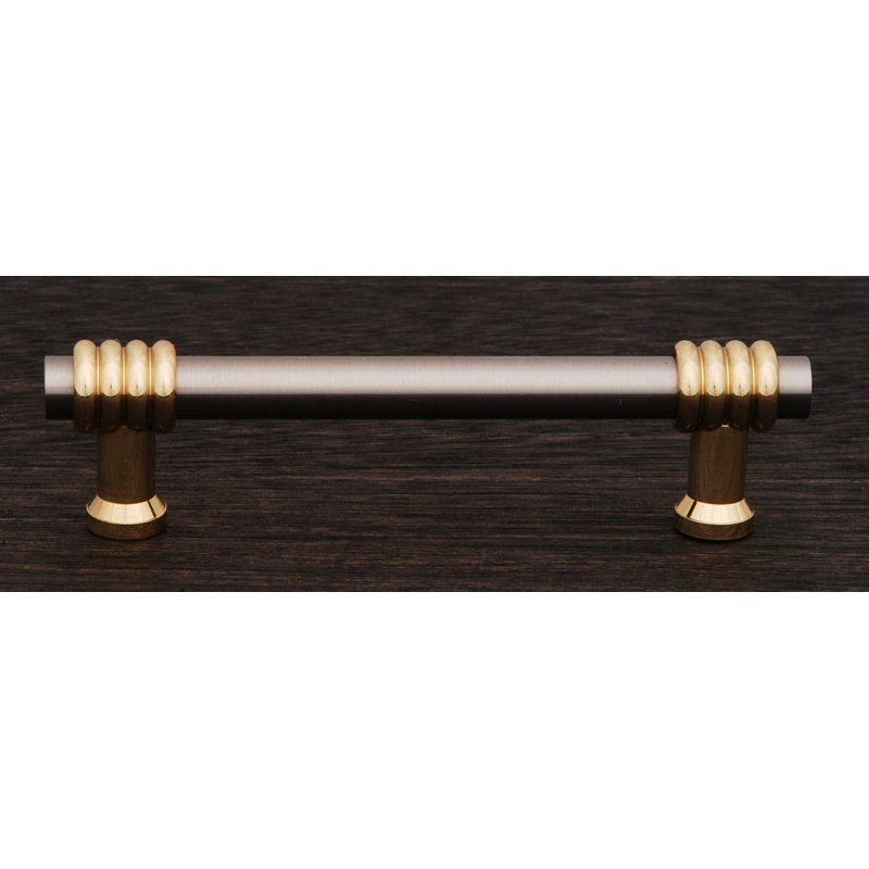 Satin Nickel and Brass Modern Bar Pull with Mounting Hardware