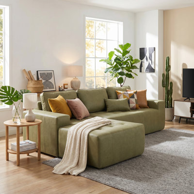 SmoothLux 108" Faux Leather Corner Left Chaise Compression Sofa Bed, L-Shaped Sectional Couch with High-Density Sponge, No-Assembly Required Convertible Sofa for Living Room