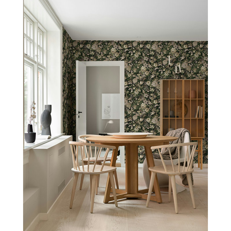 Winston Porter Green & Mauve Vintage Bird Garden Peel And Stick Wallpaper - 20.5 In. W 18 Ft. L Roll