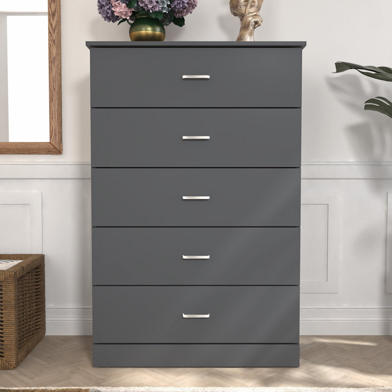 Allyannah 5 Drawer 47.2'' H Dresser, Graphite Gray