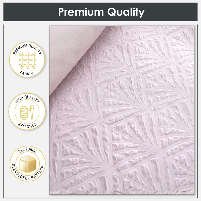 Sorrento - Embellished Bed Linen Set Cotton Blend Geometric Duvet Cover Set with Pillowcases, Pink