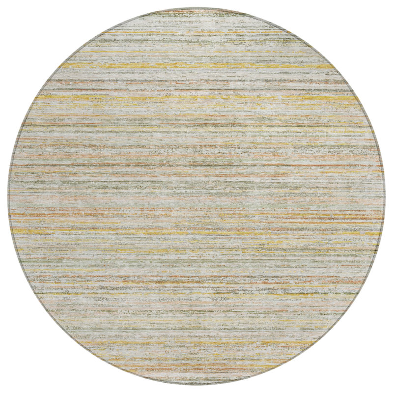 Zephyna Green Washable Indoor-Outdoor Rug - , 8' x 8'