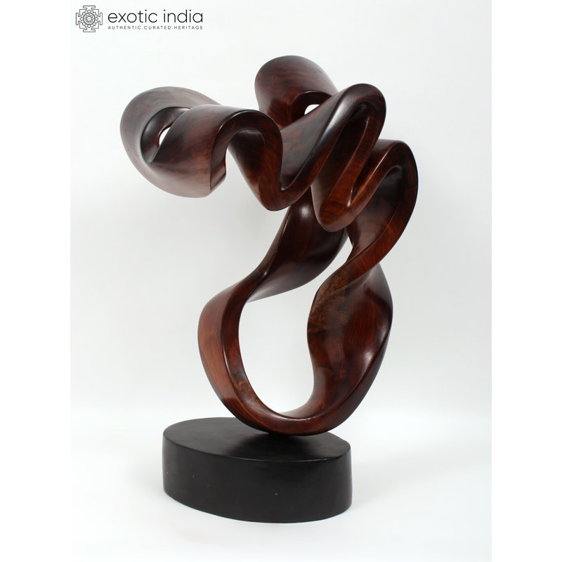 "Eternity" Hand-Carved Abstract Wood Sculpture, Modern Art Tabletop Decor