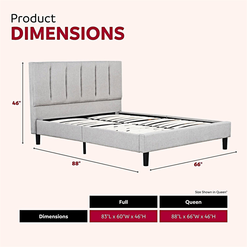 Upholstered Full Size Platm Bed Frame