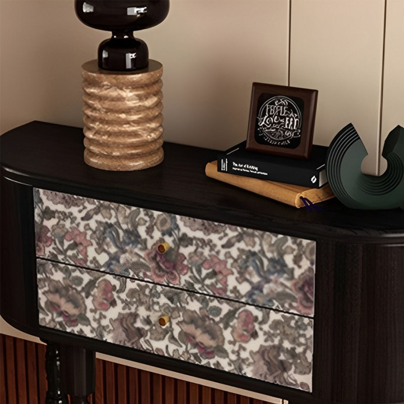 Console rétro avec 2 tiroirs, H 35,43 po x l 39,37 po x P 11,81 po