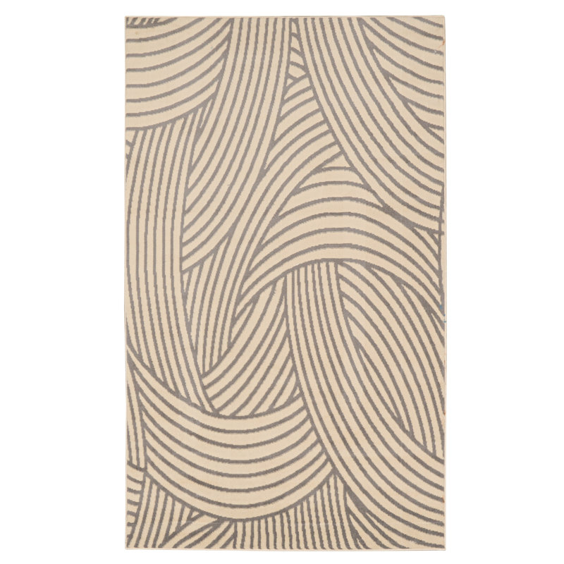 Tapis beige / gris Mawhinney, Rectangle 4 pi 3 po x 7 pi 3 po
