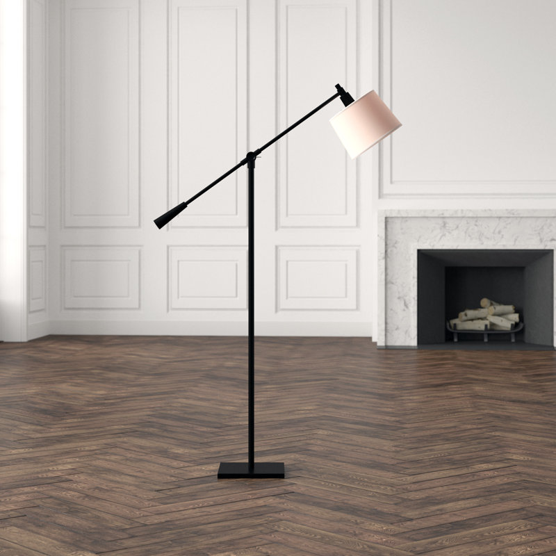 Real Simple Task Floor Lamp, Snowflake, Matte Black Powder Coat