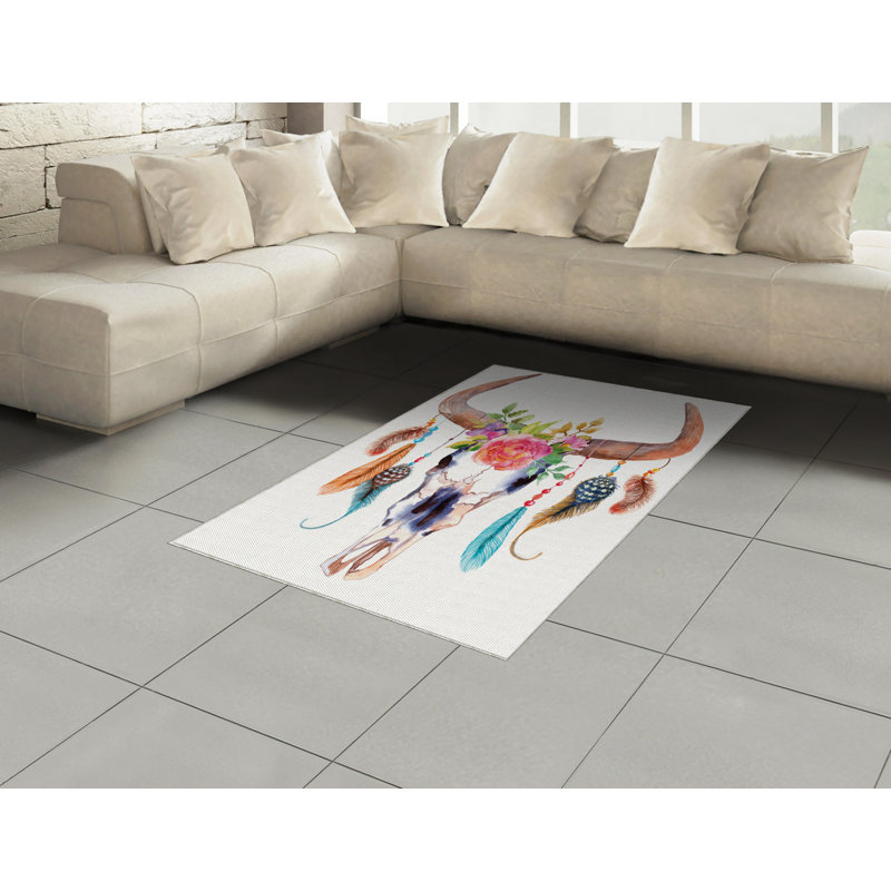 Tapis décoratif à longues fibres en polyuréthane Watercolor, Rectangle 2 pi 7 po x 5 pi