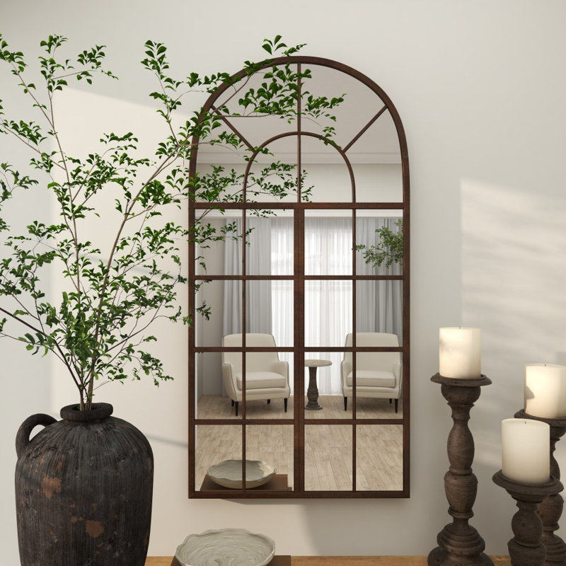 Miroir mural en métal, Bronze, H 48 po x l 24 po