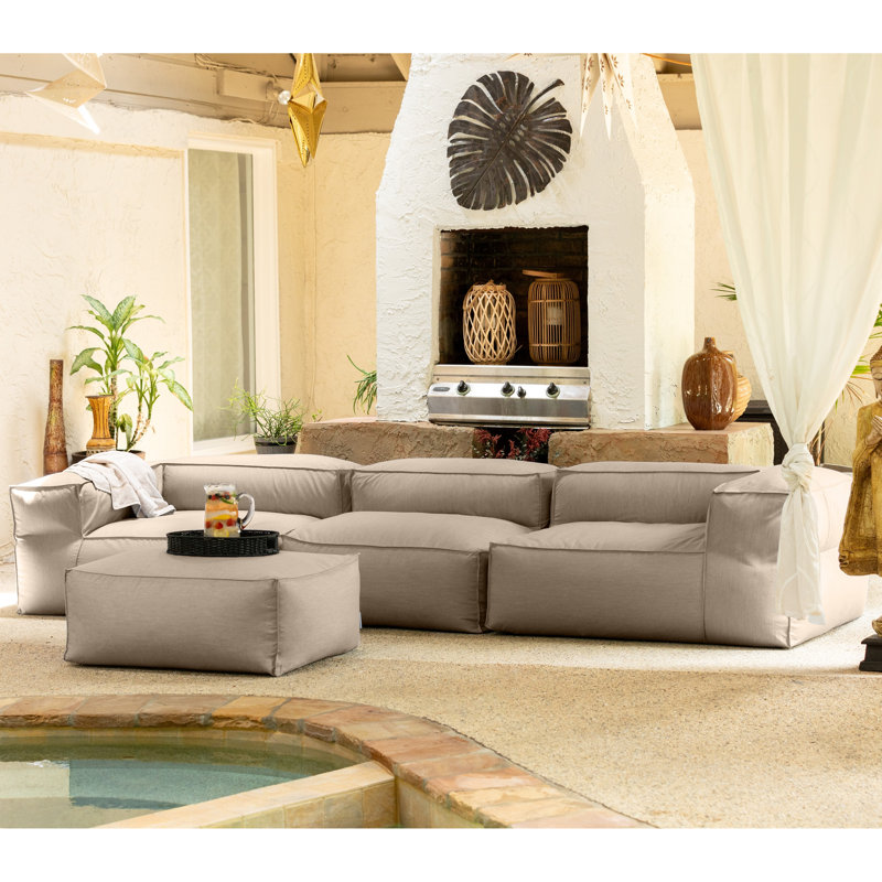 Maretta 136'' Wide U-Shaped Patio Sofa, Ash