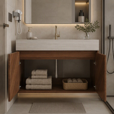 Wall Mounted Single Double Single Vanity Bathroom Vanity With Stone Top