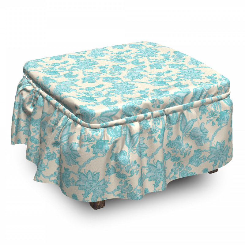 Housse pour repose-pieds à coussins carrés, Floral 3