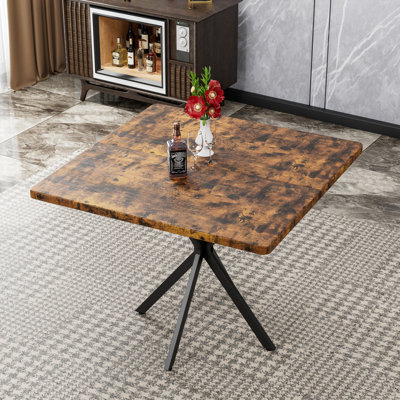 Modern Square Dining Table For 4 - Faux Marble Surface, Iron Frame, Save Space, Easy To Assemble And Clean Accommodating Four Tabletop, Legs, Space Saving, Simple Assembly Washing Thoroughly