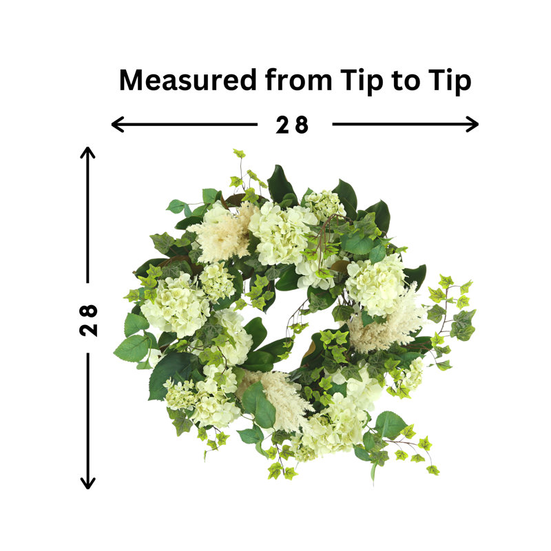 28" Hydrangea, Pampas And Ivy Wreath