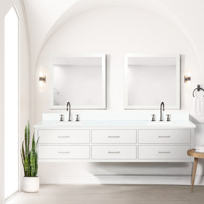 Ensemble de meuble-lavabo l 84 po x P 22 po avec comptoir en quartz blanc et robinet 22 paniers