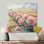 Pivoines par le champ de récoltes III - reproduction d'art traditionnelle en métal, pivoines, décoration murale en métal