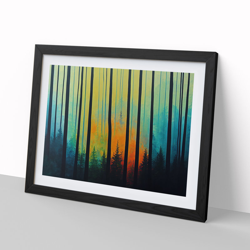 Summer Forest Painted Vol.2 - Single Picture Frame Painting, Black, 34cm H x 46cm W x 2cm D