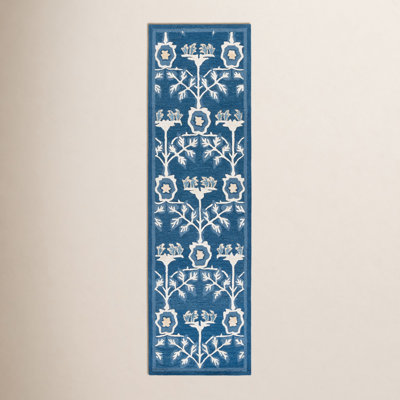 Earthly Treasures 215 Hand Tufted Wool/Cotton/Viscose Floral Rug in Navy/Ivory