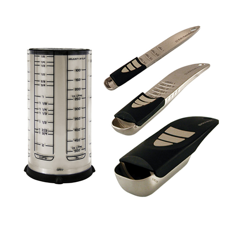 Adjustable Champagne Satin Plastic Measuring Cup Set, 4-Piece