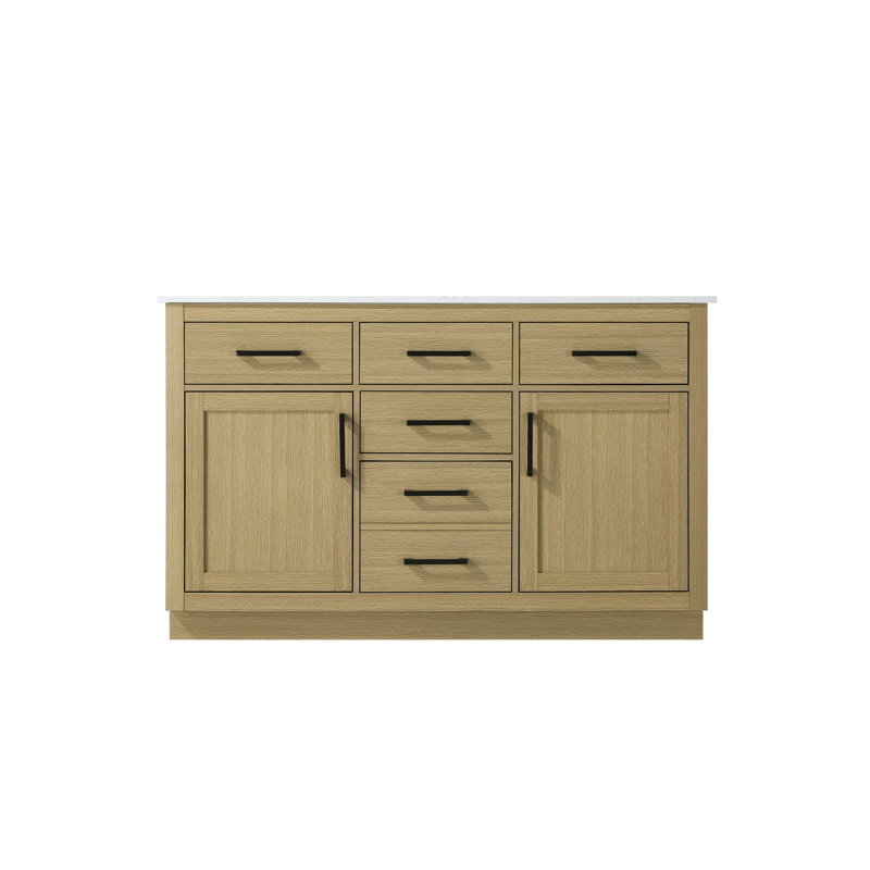 Ahner 54 inch Double Bathroom Vanity, Honey Brown