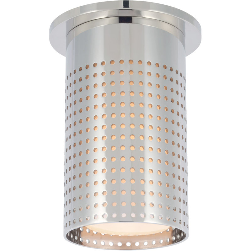 Kelly Wearstler Precision Short Monopoint Flush Mount, Polished Nickel, 6.25" H x 3.5" W x 3.5" D