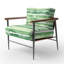 Chaise rembourrée rayée - vert et blanc-2038919957