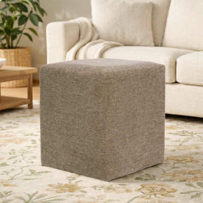 Square Upholstered Ottoman With Solid Wood Frame